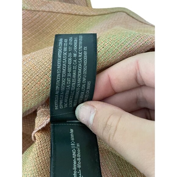 Zara Womens Midi Linen Skirt A-Line XS Pink Tan Plaid Drawstring 4043/077 NWT - Picture 8 of 15